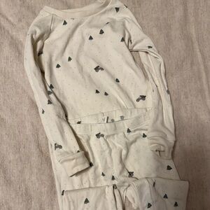 Colored Organics Cream Pajama Set with Green Tree Accents